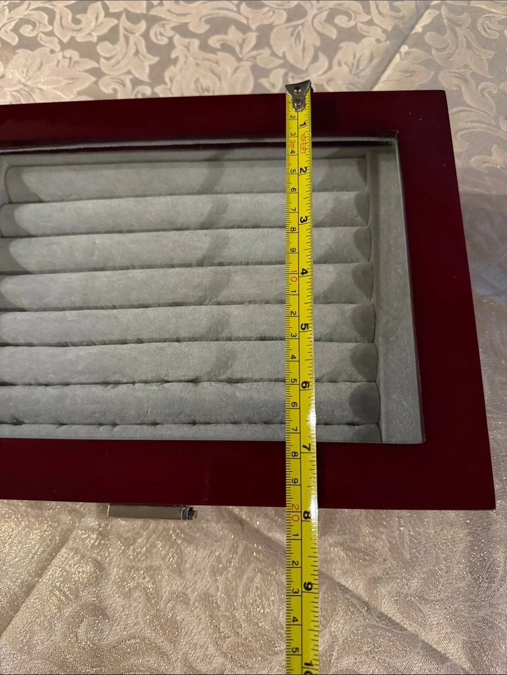 Double Layer Glass-Top Mahogany Cufflink and Ring Felt Bottom Jewelry Box